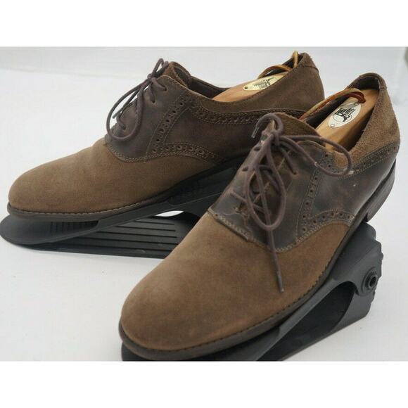 JOHN VARVATOS Men\'s Buck Saddle Oxford Shoes Size 10.5M Suede Leather Tan Brown main image 8